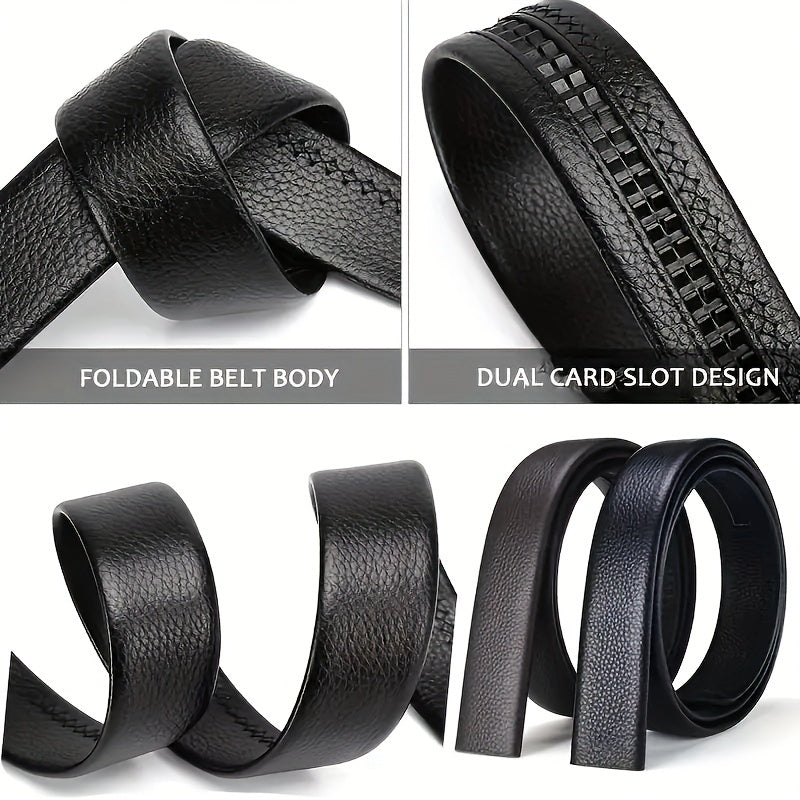 Men's PU Leather Belt Automatic Buckle Business Style Belt
