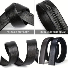 Men's PU Leather Belt Automatic Buckle Business Style Belt
