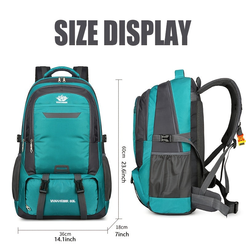 60L Waterproof Hiking Backpack for Men Women, Large Capacity Sports Bag for Camp