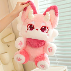 Devil Fox Plush Toy Soft Pink Stuffed Animal with Companion Bedtime & Home Decor
