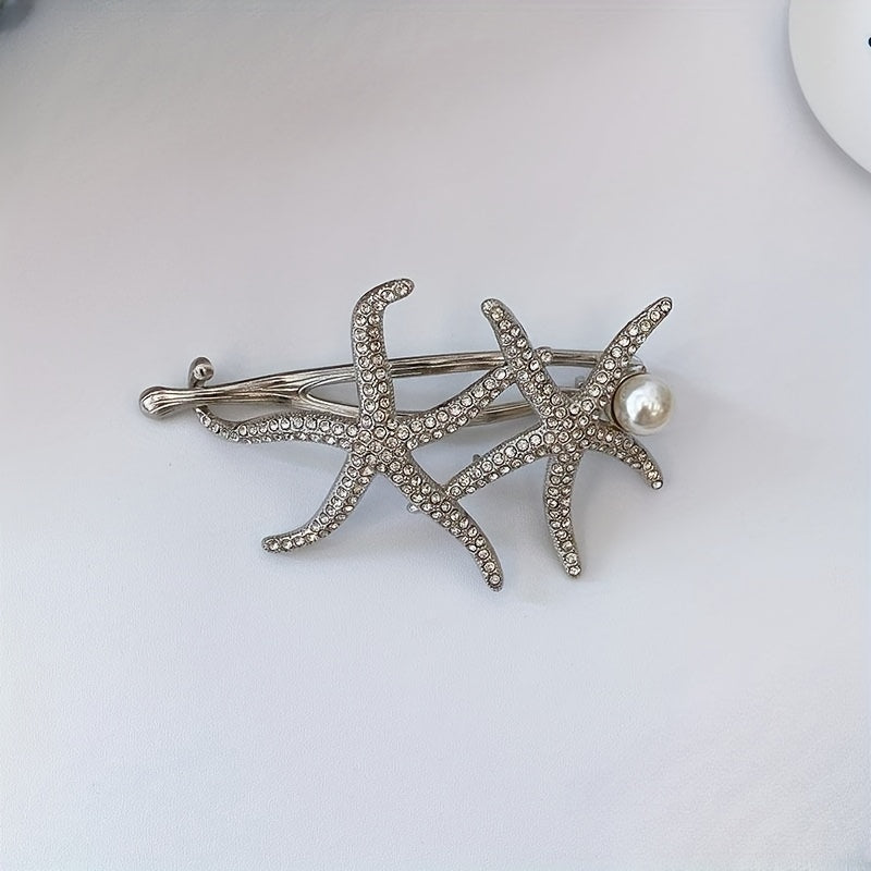 Artificial Diamond Starfish Twist Hair Clip for Girls