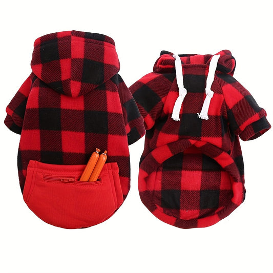 Cozy Plaid Pet Hoodie for Small Dogs
