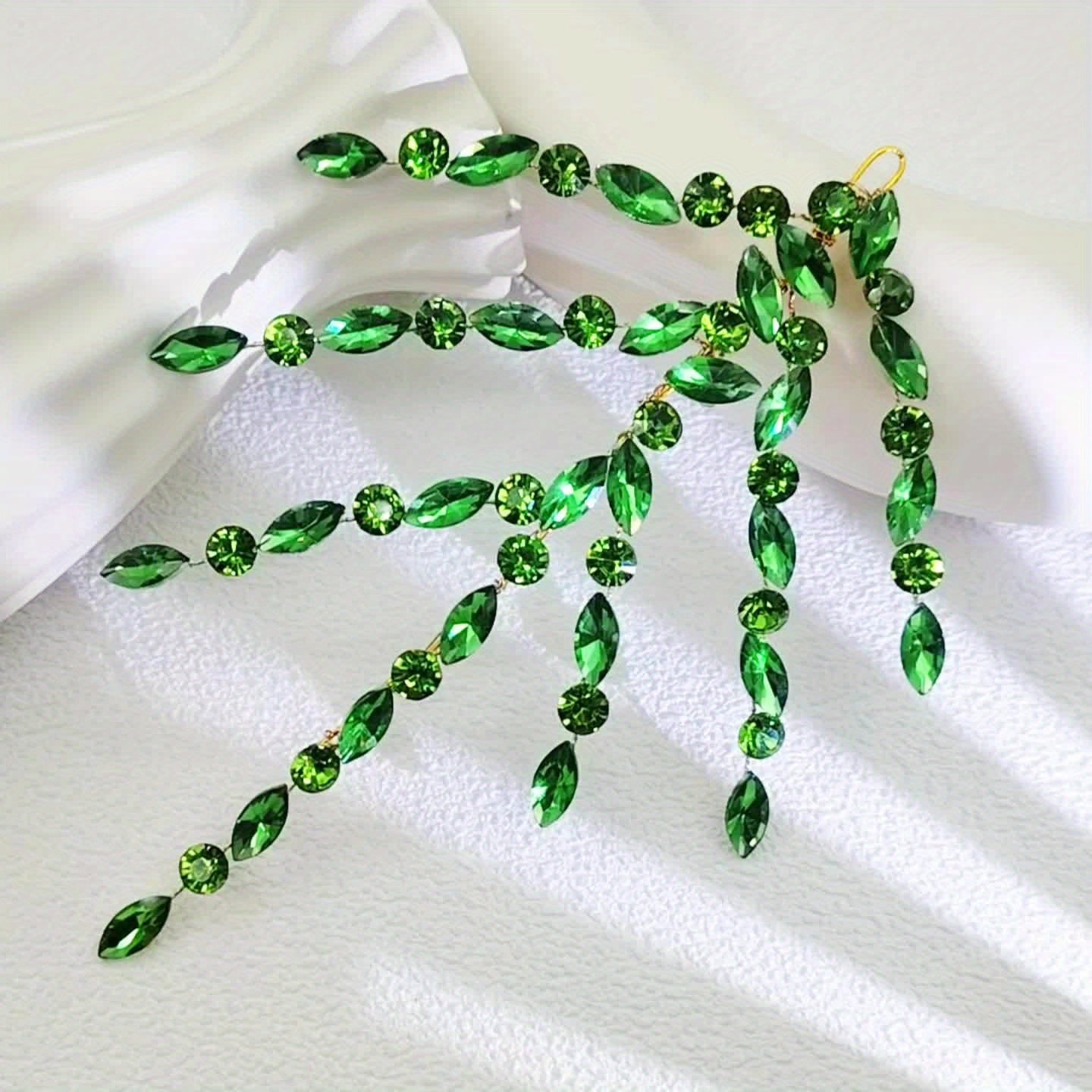 Green Rhinestone Bridal Headband for Women - Sparkling Floral for Weddings