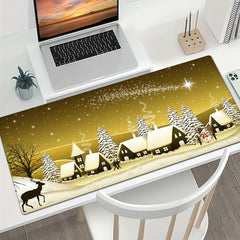 Christmas Dark Yellow Sky Stars Cartoon Mouse Pad