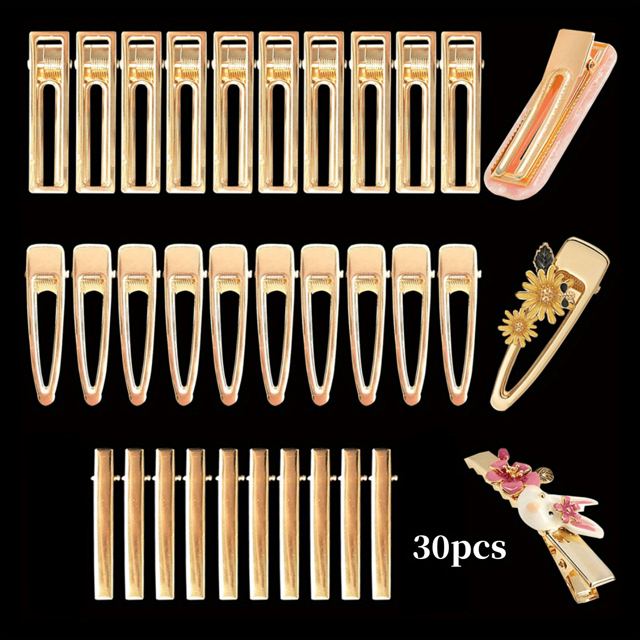 30pcs Hair Pin And Clip Silicone Epoxy Resin Molds DIY Jewelry Making