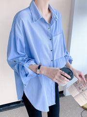 Colorblock Stripe Denim Top