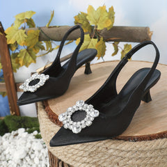 Rhinestone Kitten Heels Slingback Party Pumps