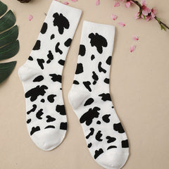 Cow Spot Print Socks Women's Stockings
