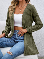 Solid Lantern Sleeve Cardigan Coat for Women