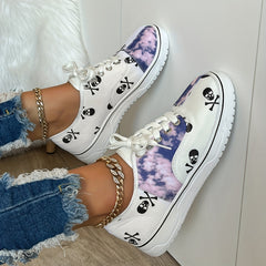 Women's Skull Print Sneakers Casual Halloween Shoes