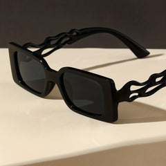 Y2K Flame Hollow Temple Rectangle Sunglasses UV400