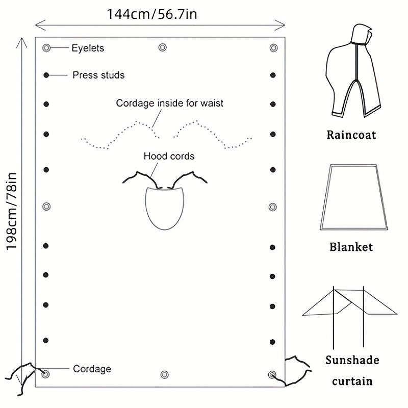 Waterproof Hooded Camouflage Rain Poncho for Camping, Hiking - Halloween Costume
