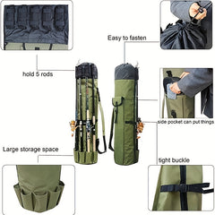 Waterproof Fishing Pole Bag with Rod Holder Organizer