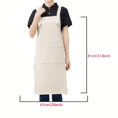 Waterproof Leather Overalls Apron Adjustable Straps Large Pockets
