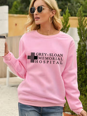 Letter Print Crew Neck Sweatshirt for Women