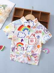 Boys Rainbow House Car Cloud Butterfly Cartoon Shirt