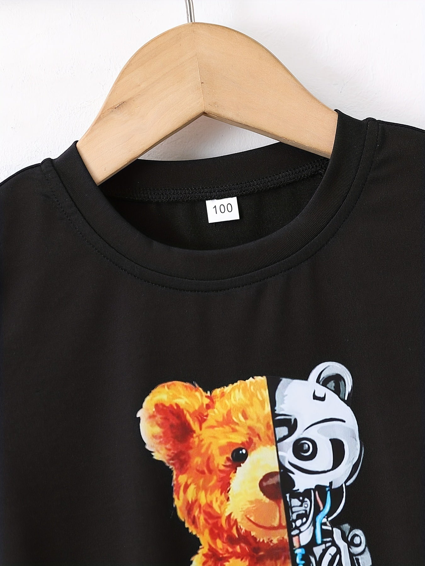 Boys Robotic Bear Outfit Round Neck T shirt & Shorts Kids Summer Clothes