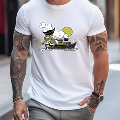 Men's Printed Leisure Sports T shirt Casual Stretch Round Neck Tee Shirt
