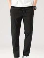 Men's Stretch Sports Drawstring Sweat Pants With Zipper