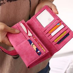 Personalized Name Wallet for Women Vintage Style with Zipper and Buckle Closure