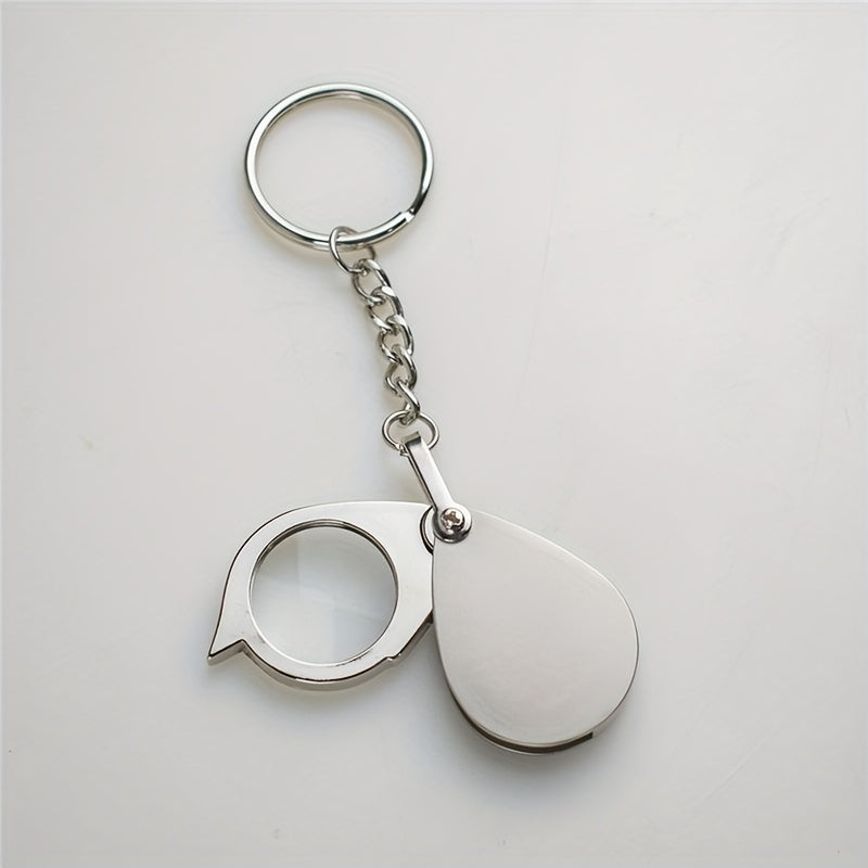 Portable Pocket Reading Magnifier 10X Folding Metal Jewelry Magnifier Keychain