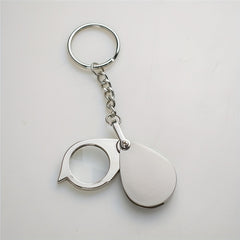 Portable Pocket Reading Magnifier 10X Folding Metal Jewelry Magnifier Keychain