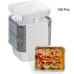 100pcs Disposable Aluminum Frying Pan with Lid for Outdoor Camping
