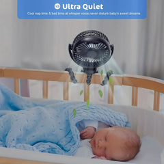 Portable Clip-On Baby Stroller Fan 360 Rotation Cooling Fan