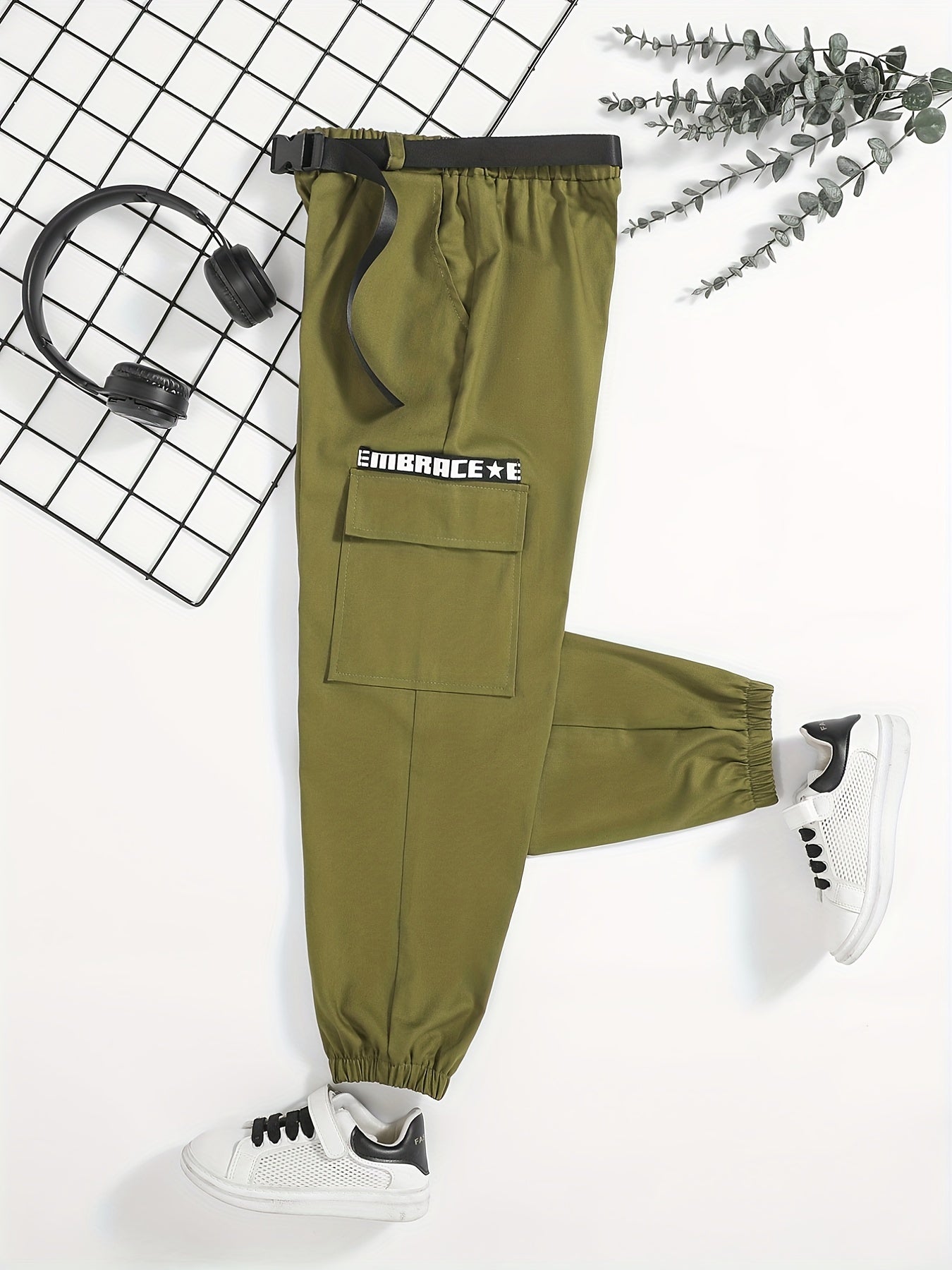 Boys Casual Cargo Pants With Belt for Kids