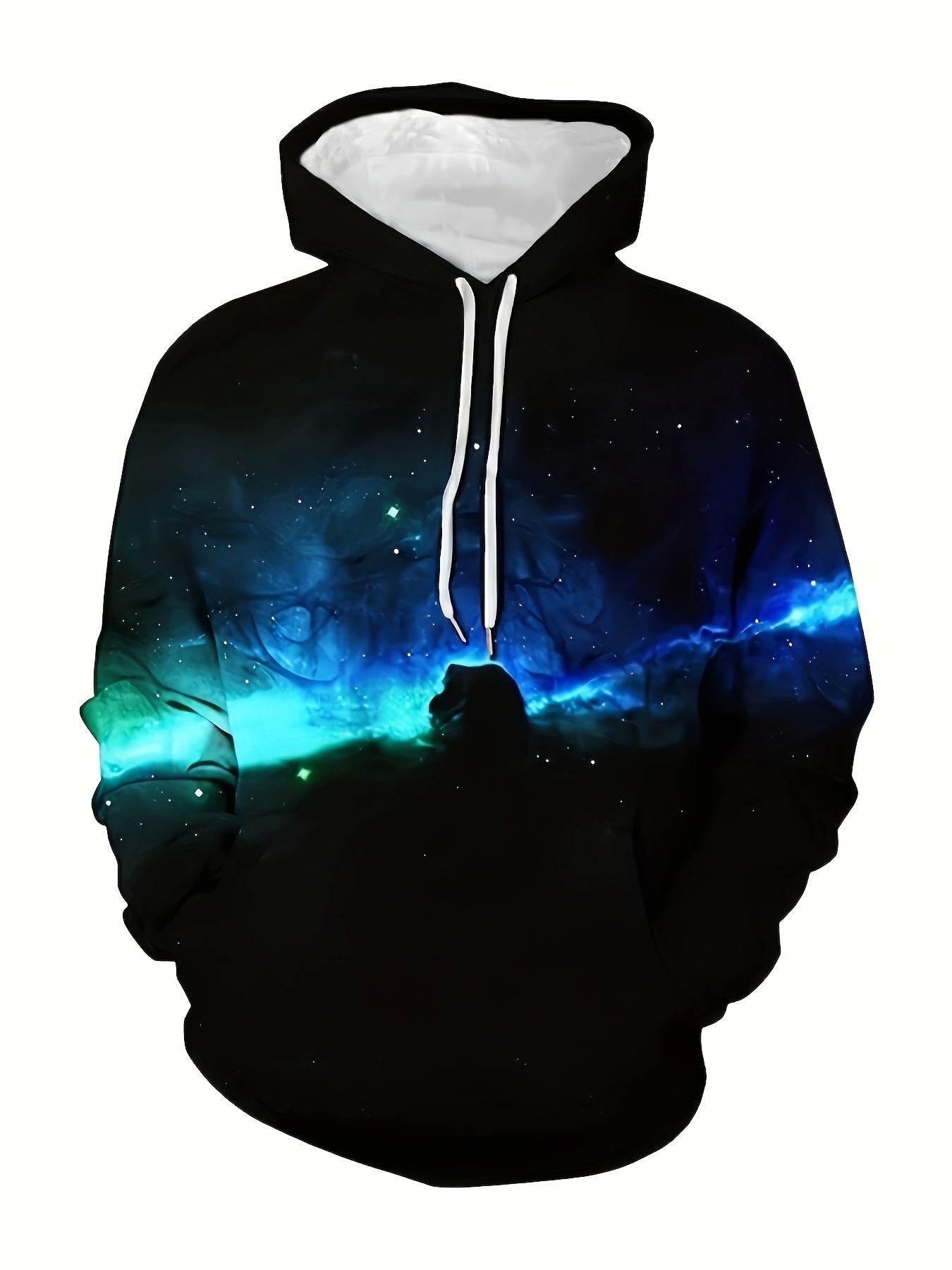 Starry Sky Print Hoodie for Men - Comfy Pullover with Kangaroo Pocket