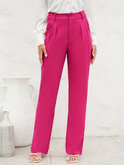 High Waist Straight Leg Trouser Casual Pants