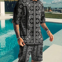 Paisley Pattern Men's 2 Piece T-shirt and Shorts Set