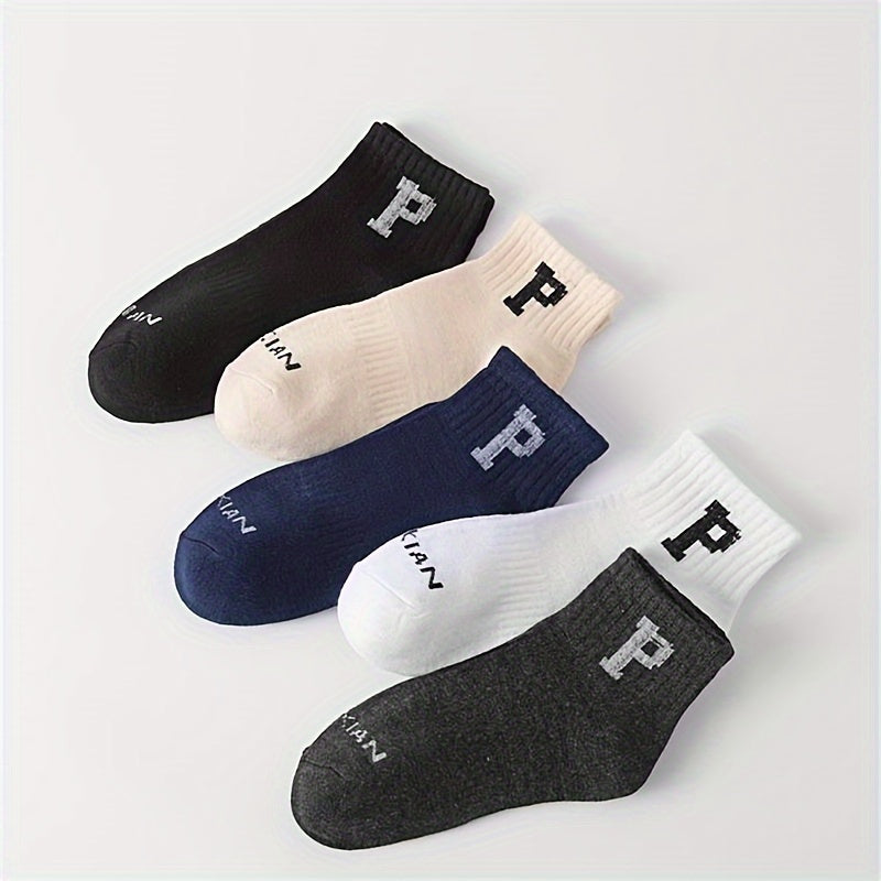 5 Pairs Letter Print Sports Short Socks Women's Stockings
