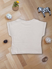 Striped Smile Print Short Sleeve Baby Cotton T Shirt