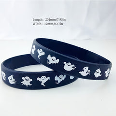 8pcs Retro Halloween Silicone Wristbands Bracelets Pumpkin Ghost Bat Fun