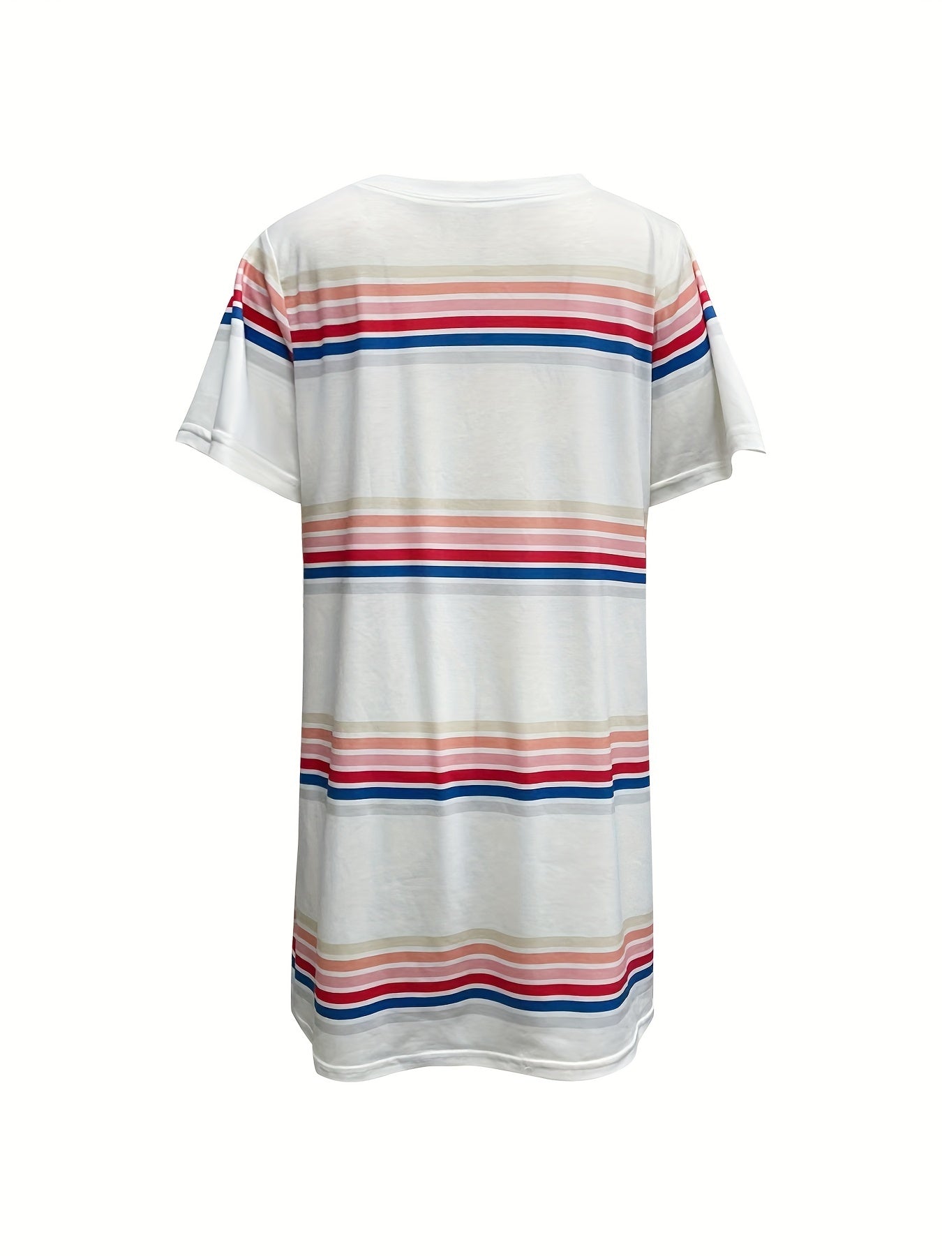 Stripe Print Short Sleeve Tee Dress