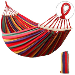 Canvas Hammock with Anti Roll Beam & Tree Straps for Camping & Patio