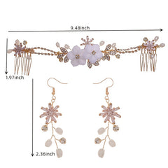 Golden Rhinestone Faux Pearl Bridal Jewelry Set Hanfu Wedding Accessories