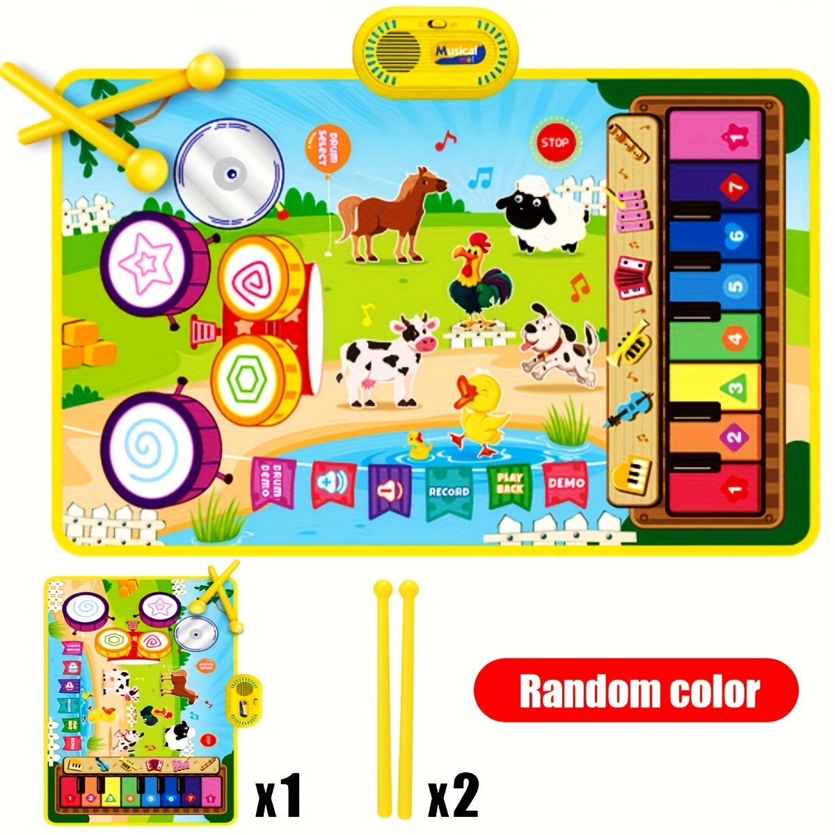Musical Toys Piano Mat & Drum Set Music Floor Play Mat Educational Birthday Toys