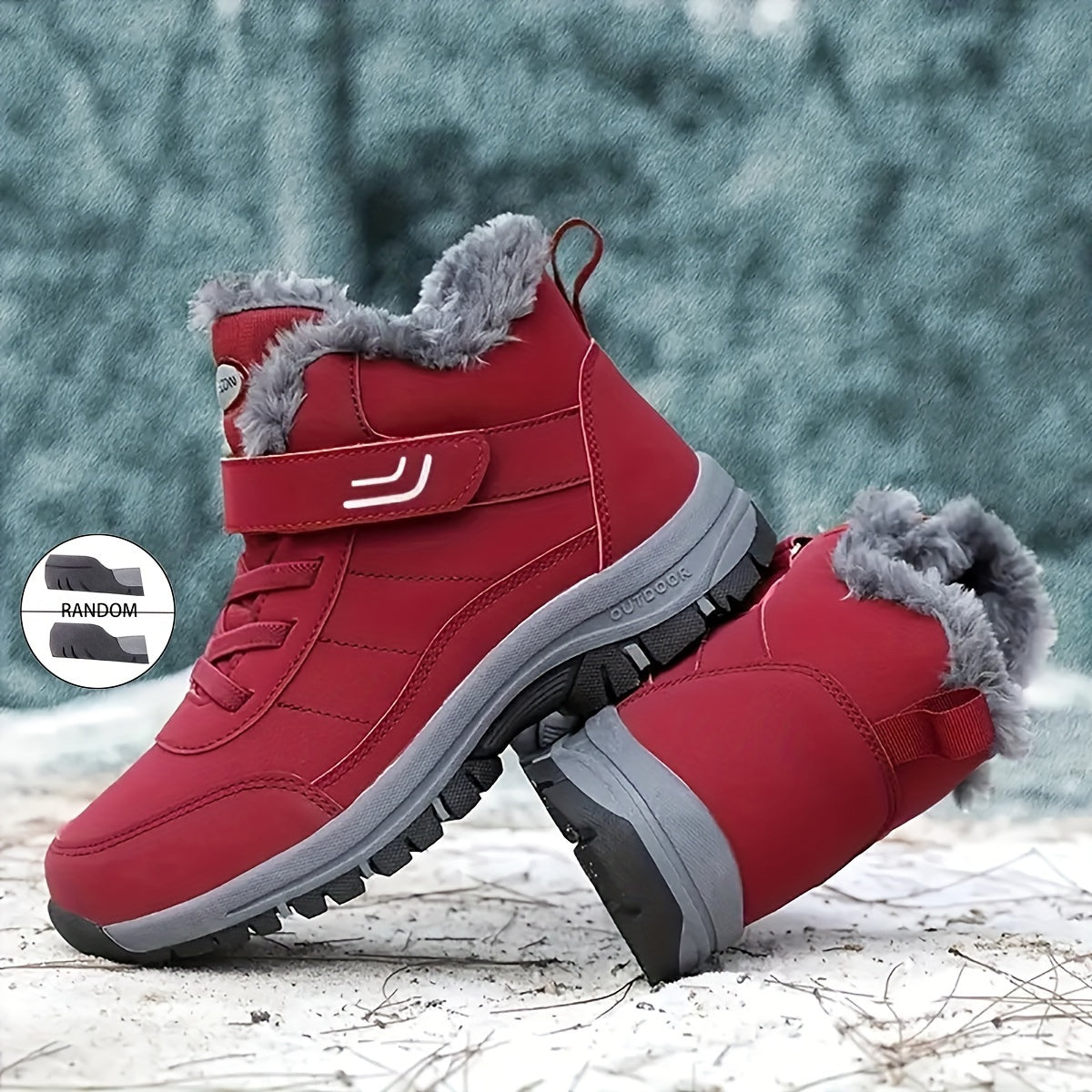 Girl's Solid Snow Boots Cozy Ankle Boots Plush Outdoor Hiking Shoes