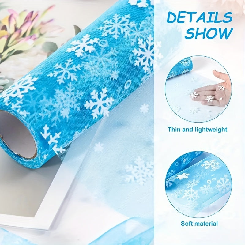 Snowflake Tulle Roll Christmas Tulle Fabric Winter Wonderland Party Supplies