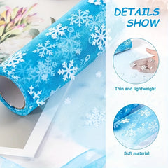 Snowflake Tulle Roll Christmas Tulle Fabric Winter Wonderland Party Supplies