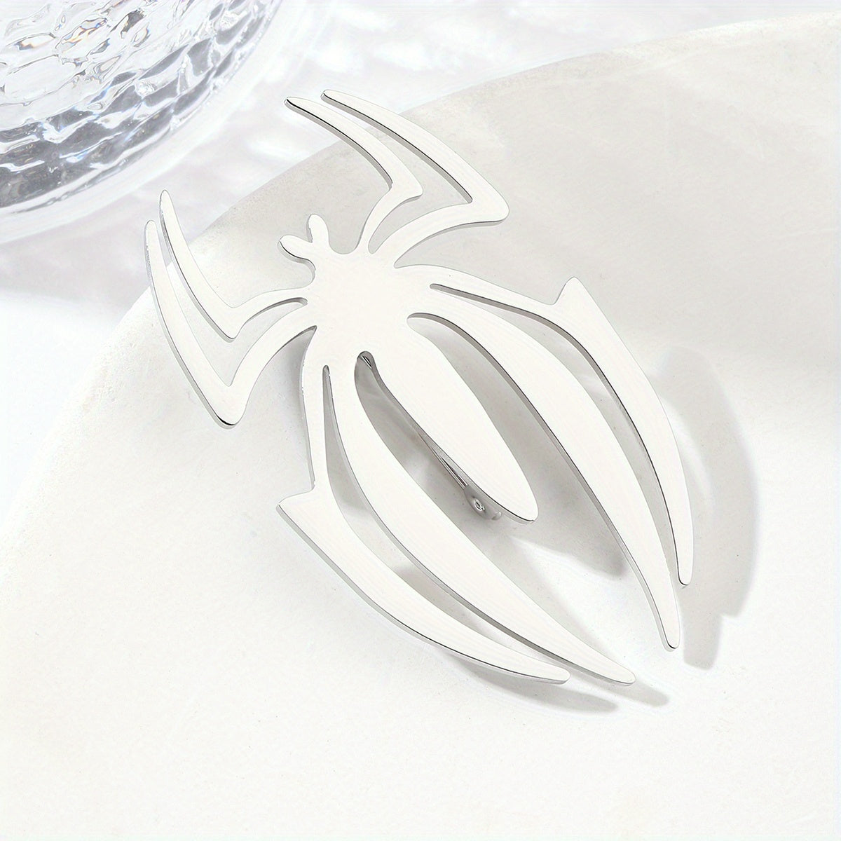 Steel Hollow Spider Brooch Silky Scarf Buckle Collar Pin