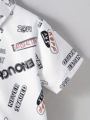 Letter Print Boys Top Lapel Shirt for Summer