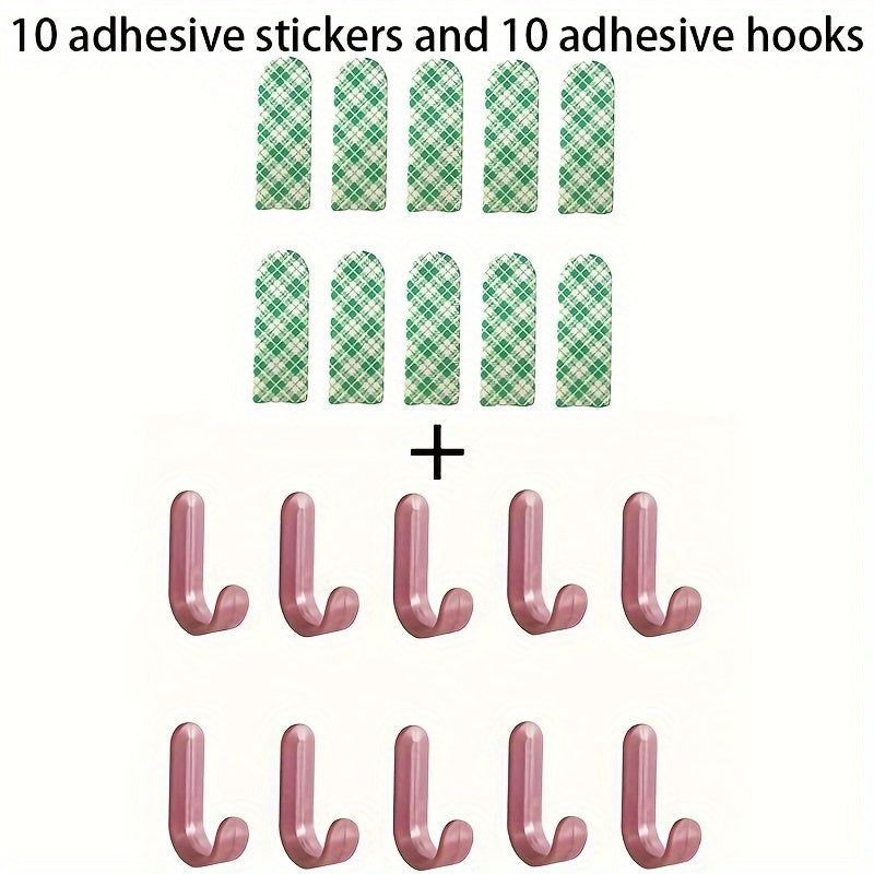 10pcs Adhesive Hook Punch for Household Clothes Organization