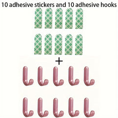 10pcs Adhesive Hook Punch for Household Clothes Organization