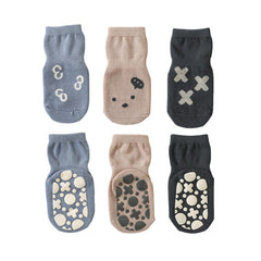 3pairs Baby Floor Socks Non slip Cartoon Animal Graphic Toddler Socks