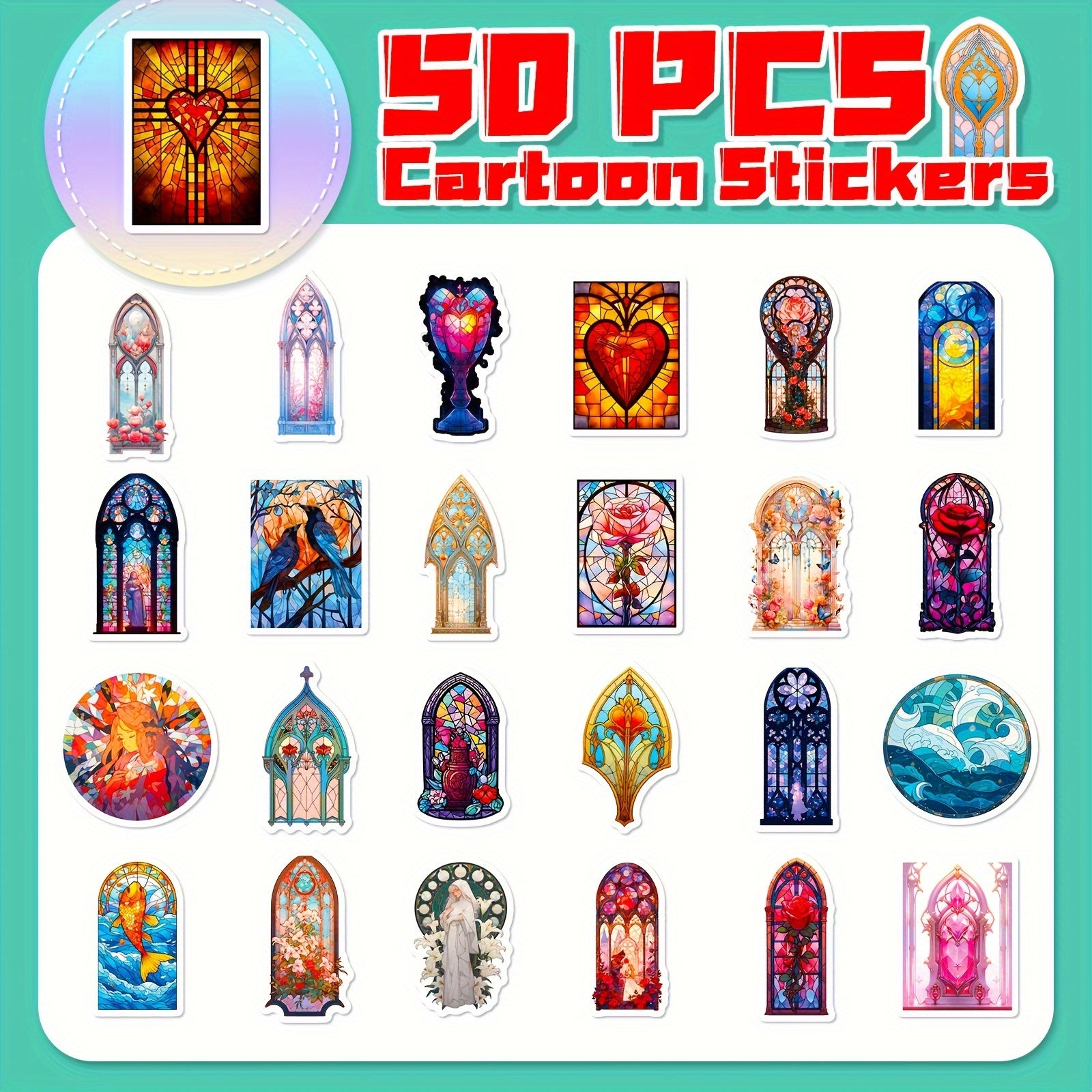 50pcs Blooming Baroque Window Flower Stickers for Laptop Helmet