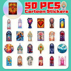 50pcs Blooming Baroque Window Flower Stickers for Laptop Helmet