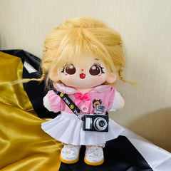 Cartoon Doll Accessories: Uniform Top, Skirt, Shoe, Camera